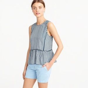 Ruffle Hem Silk Top in Gingham